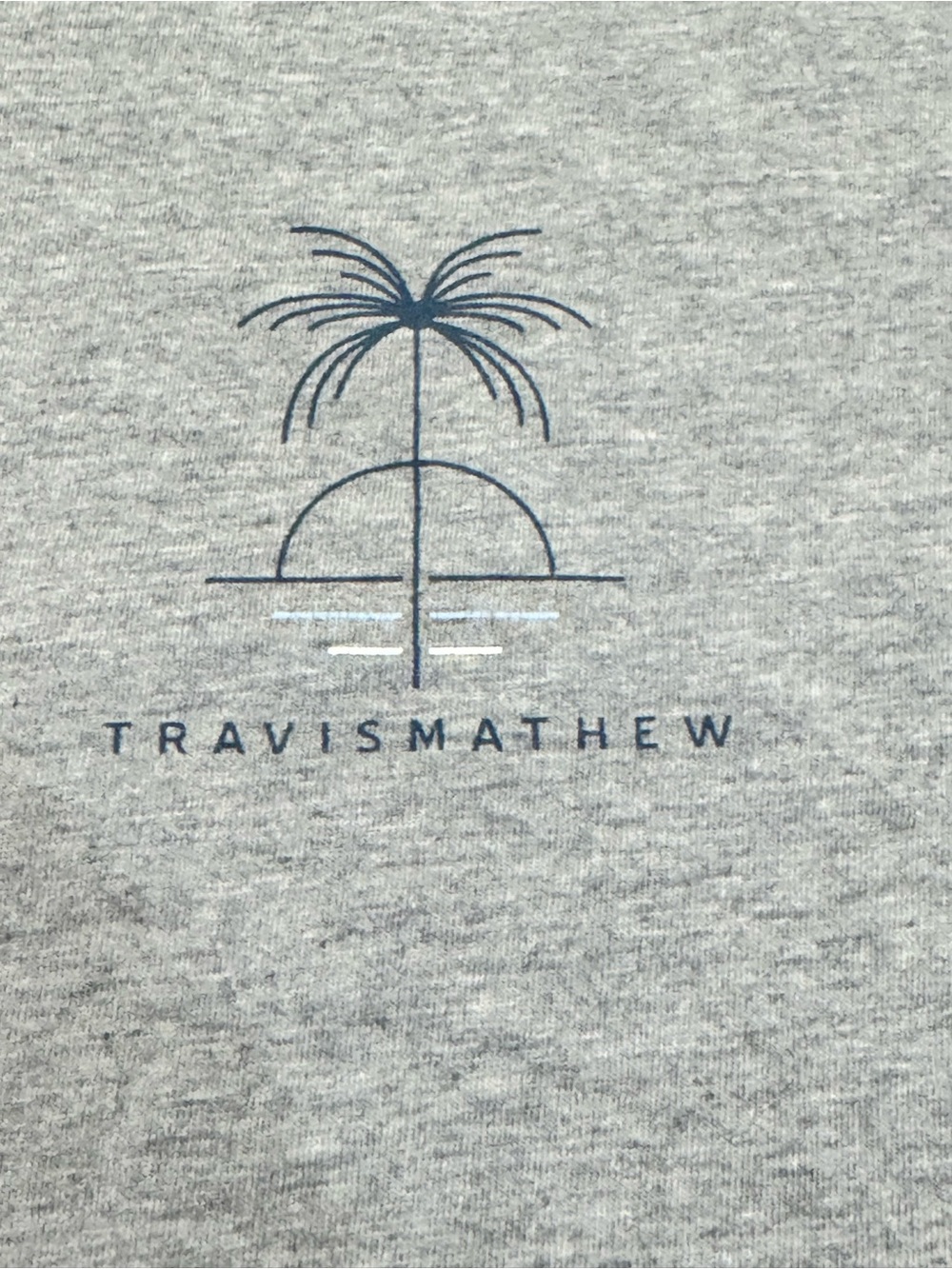 TravisMathew Gray Palm Logo Graphic T-Shirt Men’s Medium Soft Cotton Casual Tee
